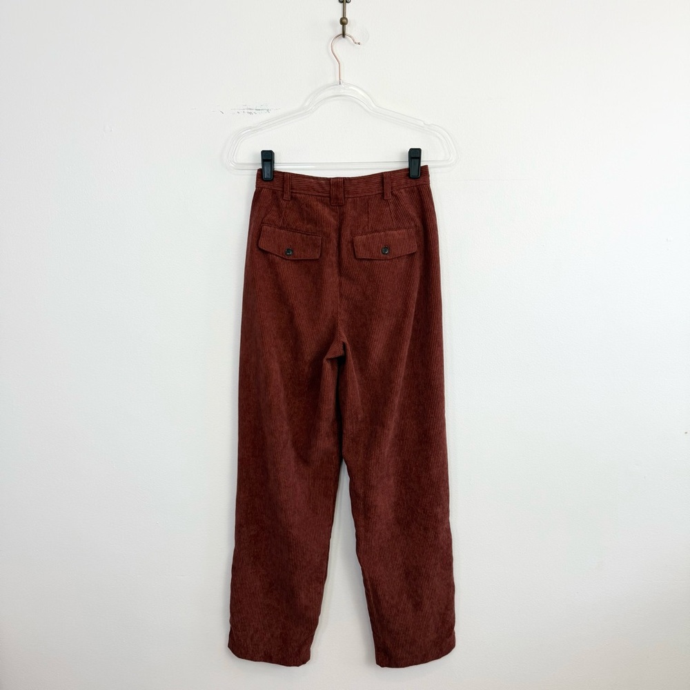 Madewell 0 Corduroy High Rise Tapered Pants Dusty Redwood Pleated - Picture 4 of 7